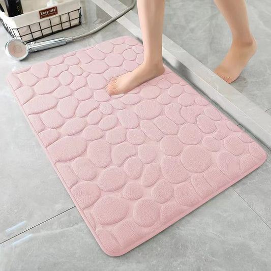 Soft Pebble Touch Coral Fleece Bathroom Mat