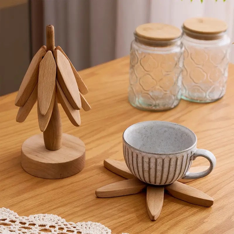 Tree-Shaped Solid Wood Heat-Resistant Table Mat